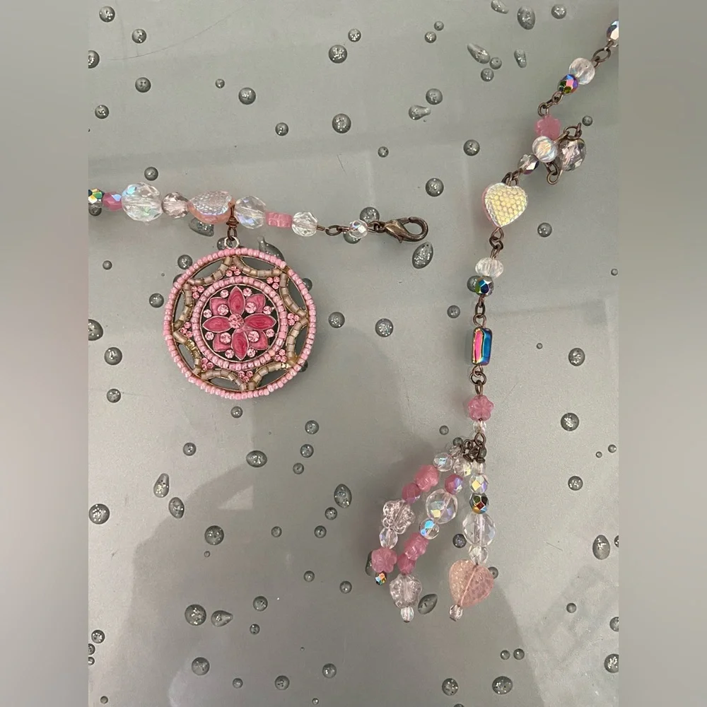Pink Jeweled Adjustable Beaded Elegant Waist / Hip Bohemian Belt - Picture 3 of 4